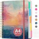 Large Spiral Lined Notebooks for Work with Removable Dividers & Tabs, 8.5"x11" Pretty Hardcover 5 Subject Notebook Journal for Women, College Ruled, Perfect for Study & Office Organization, 280 Pages, Sunset