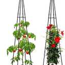 FOLLOOK Cucumber Trellis, 67" Tall Obelisk Garden Trellis for Climbing Plants Outdoor Plastic-Coated Metal Support for Flower Vine Vegetable Tomato Cage Cucumebr Trellis Raised Bed, Black, 2 Pack