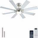 KNUN Nickel 48 Inch Ceiling Fans with Lights and Remote/APP Control, Low Profile Ceiling Fan, 8 BladesLED Dimmable, Reversible DC Motor, Noiseless, Ceiling Fan for Bedroom Indoor/Outdoor Use
