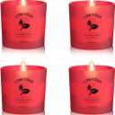 Set of 4 White Unscented Soy Candles, Red Glass Filled Votive Candles, Hand Poured Wax Candle for Home Décor Aromatherapy Spa Holidays Party and Weddings