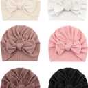 6 PCS Stretchy Baby Turban Hats, Baby Hat with Bows for Girls, Baby Boys Caps, Toddler, Newborn, Infant Hat Unisex (10h)