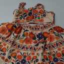 MakeMeChic Women's 2 Piece Vacation Outfits Floral Shirred Tank Top and A Line Mini Skirt Sets (Multicolor, XL)