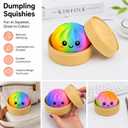 Mystery Dumpling Squishies with Food Steamer Box,Colorful Squishies Dumpling Stress Relief Balls,Sensory Fidget Squeeze Toys Cute Desk Toy