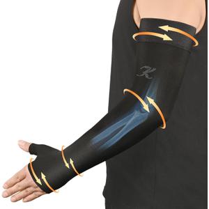 KEKING Lymphedema Compression Arm Sleeve with Gauntlet for Women Men, 20-30 mmHg Medical Graduated Compression Arm Brace, Full Arm Support Brace for Pain Relief, Arthritis, Swelling, Single Black 3XL