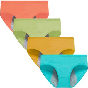 Demifill Teen Girls Period Underwear Cotton Soft Women Panties For Teens Briefs (Large, Orange Red&green&yellow&peacock Blue)