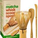 BambooWorx Matcha Whisk Set - (Chasen), Traditional Scoop (Chashaku), Tea Spoon. The Perfect Sets to Prepare a Traditional Cup of Japanese Tea, Handmade from 100% Natural Bamboo