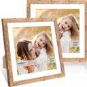 12x12 Picture Frame Set of 2, 12 x 12 Wood Photo Frames with Mat for 10x10 or 30x30cm Diamond Art Painting, Wooden Frame with Real Glass Cover for Wall and Tabletop Display,Brown
