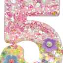 Wildflower Birthday Candles - Number 5 Candle for Cake Toppers, Macaron Candles for Sweet Theme Party Decorations, Wedding Anniversary and Other Celebrations (5 Candle)