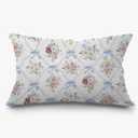 Coquette Blue Bow Floral Pillow Covers 12x20, Vintage Wildflower Botanical Ribbons Trellis Lumbar Throw Pillow Covers for Home Bedroom Living Room, Chinoiserie Decor
