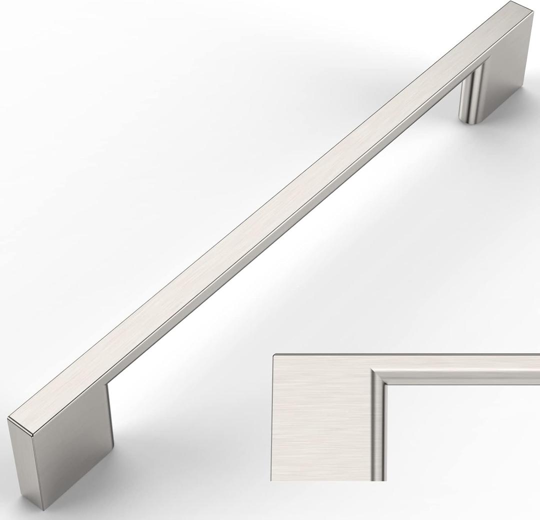 Amerdeco 10 Pack Brushed Satin Nickel Cabinet Pulls 6.25 Inch(160MM) Hole Centers Kitchen Cabinet Handles Cabinet Hardware Kitchen Handles for Cabinets Cupboard Handles Drawer Pulls ZH0060