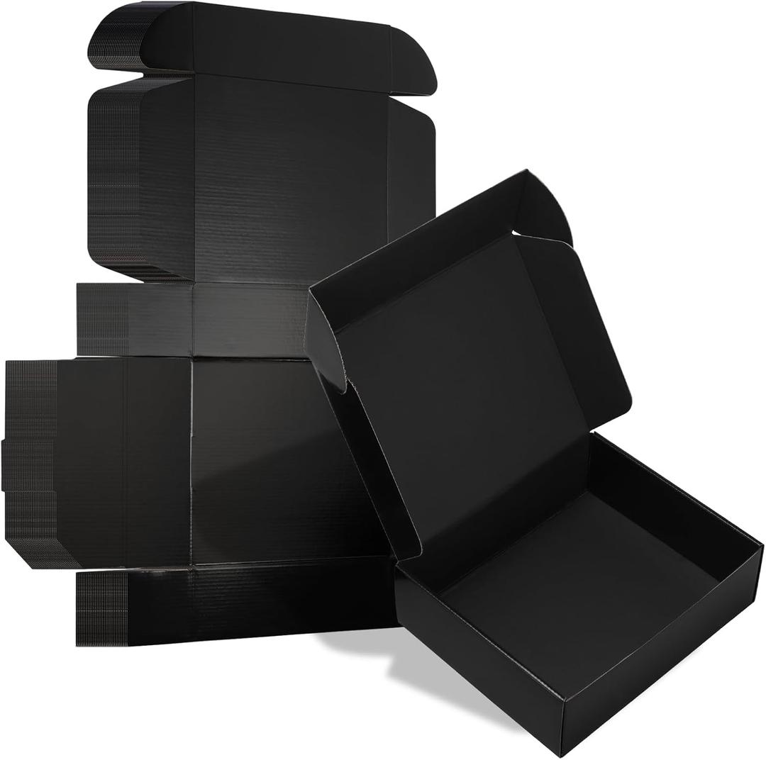 ZBEIVAN 10x8x3 Black Small Shipping Boxes, 30 Packs Corrugated Cardboard Mailer Boxes for Packaging Small Business Mailing Gifts Wrap Boxes with Lids