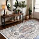 4x6 Living Room Area Rugs: Washable Boho Bedside Rugs Non-Slip Low Pile Small Carpet for Kitchen Bedroom Non-Shedding Floor Mat for Kids Room Office Dining Room(4x6Brick)