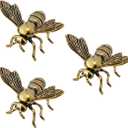 TOYANDONA 3pcs Small Bee Decor Resin Bee Figurines Desktop Ornament with Flat Bottom Mini Tabletop Decor for Home Office Shelf and Decorations for Home