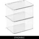 IDesign Recycled Plastic Pantry and Kitchen Storage, Freezer and Fridge Organizer Lidded Bin – 6.75” x 5.75” x 3.75”, Clear