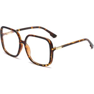 Retro Square Reading Glasses For Women Blue Light Blocking Oversized Eyeglass Frames Large Lens, Magnification Strength: 1.25 x