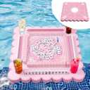 Thenshop Floating Mahjong Table for Pool Floating Game Table for Poker Cards Dominoes Summer Water Game Tray for Hot Tub Lake Beach Party 30 x 30 Inch(Pink Cookie Shape), 75 x 75 cm