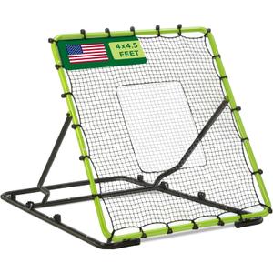 Baseball Rebounder Net Bounce Back Net Fielding Trainer for Baseball and Softball Pitch Back Rebound Practice with 3 Ball Return Angles for Ground Line Drive Fly Balls UV Resistant 4 x 4.5 ft