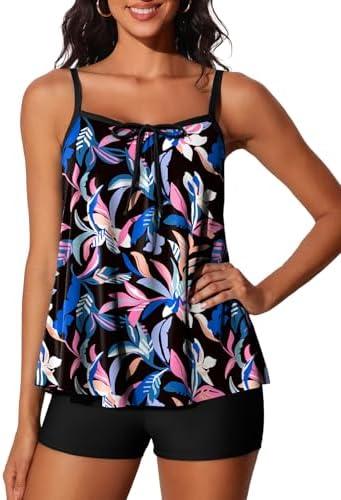 Summer Mae Plus Size Swimsuits for Women Two Piece Tankini Sets Tummy Control Bathing Suit Swimwear with Shorts. Black, L size Summer Mae Plus Size Swimsuits for Women Two Piece Tankini Sets Tummy Control Bathing Suit Swimwear with Shorts. Black, L size