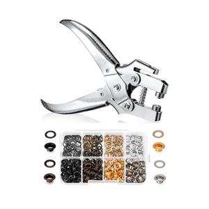 Honoson 3/16 Inch Grommet Tool Kit Eyelet Plier Set Hole Punch Grommet Hand Press Pliers with 200 Pieces of Eyelets for Shoes Clothes Bags(Gold, Silver, Grey, Copper)