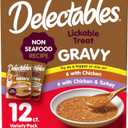 Delectables Lickable Treat Gravy Wet Cat Treat Variety Pack, Food Topper, Hydrating, Grain-Free, No Fillers, By-Products, Added Preservatives, 1.4oz Pouch, 12ct (EXP 12/24/27)