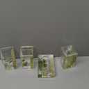 Locco Decor 4 Piece Acrylic Liquid 4D Floating Motion Bathroom Vanity Accessory Set Garden Botanic Green Plants Toothbrush Holder, Tumbler, Soap Dispenser, Soap Dish