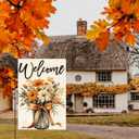 AVOIN colorlife Welcome Mason Jar Fall Floral Garden Flag 12x18 Inch