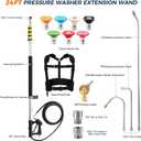 24 FT Aluminum Telescoping Pressure Washer Wand with 3 Pressure Washer Extension Wand, Gutter Cleaning tools with Power Washer Extension Wand, Gutter Cleaner Wand, 7 Pressure Washer Spray Nozzle Tips