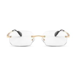 FEISEDY Fashion Rimless Reading Glasses Blue Light Blocking Metal Anti Glare Digital Eyestrain Reader B2983 Golden
 +2.50
