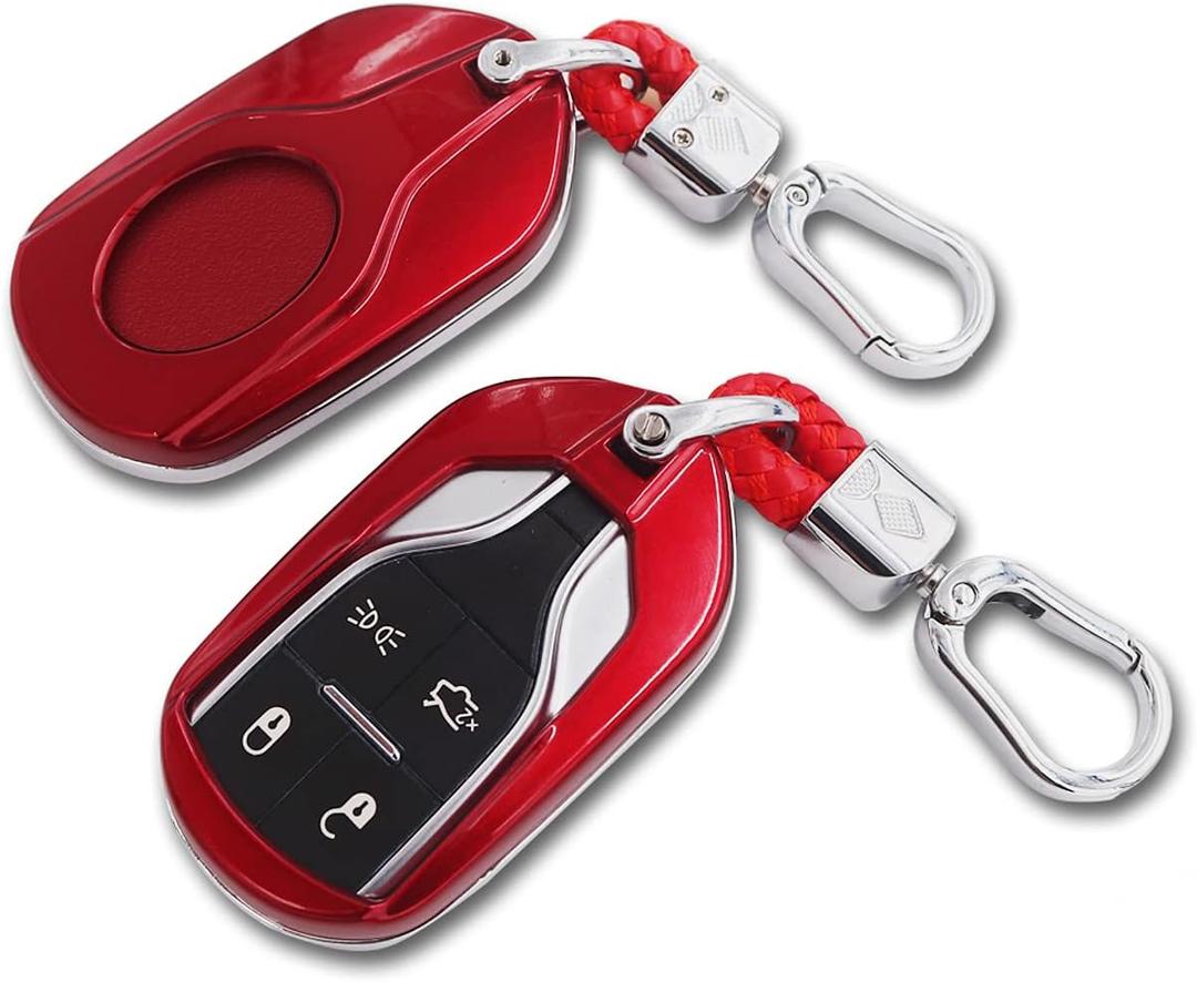 Key Holder Protector Compatible For Maserati Quattroporte Levante Ghibli 2017-2022 Accessories Key Shell Case Cover Red