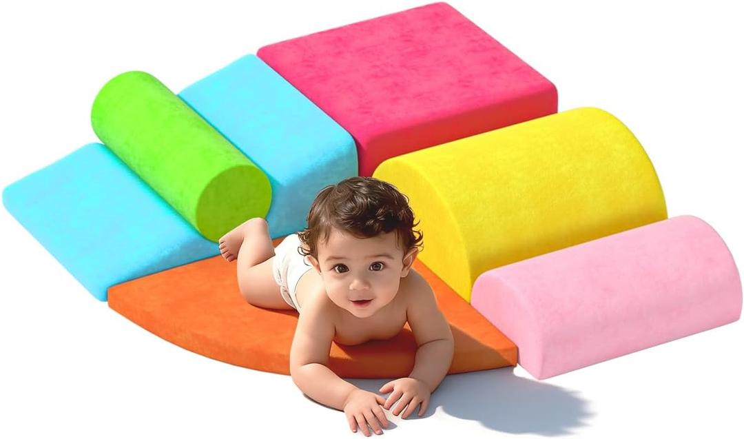 8 Piece Toddler Climbing BlocksSoft Play Climbing Toys Indoor for Toddlers Ideal Crawling and Exploration Play Set for Baby Gym/Toddler Playground (Rainbow Color, 6pcs)