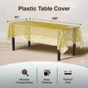 Exquisite Lace Table Cloth Rectangle Table Plastic 12-Pack Lace Tablecloth Rectangular 54" X 108" | Clear & Gold Floral Tablecloth Disposable | Wild Flower Party Decorations & Party Supplies