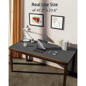 YSAGi Leather Desk Protector, Office Mat, Large Mouse Mat, Non-Slip PU Leather Blotter, Laptop Desk Pad, Waterproof Writing Pad for Office and Home (Dark Grey, 47.2" x 23.6")