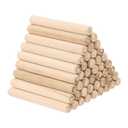 PATIKIL 1/2" x 4" (12 x 100mm) Wood Dowel Pins, 50 Pack Fluted Wooden Dowel Pin Straight Groove Rods for Furniture Door Art Crafts Projects