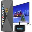 TV Antenna Indoor, 2025 Long Range Antenna for Smart TV with Amplifier Signal Booster for Local Channels,Digital inddor Antenna for All Older TV's-Supports 4K 1080p -33ft Long Cables (Black)