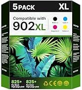 902XL Ink Cartridge Combo Pack for HP 6958 6970 Printer Compatible for HP 902 HP902 XL HP902XL to OfficeJet 6978 6968 6960 6975 6956 6961 6963 6964 6962 6950 6954 6951 Black Cyan Magenta Yellow