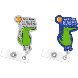 Funny Dinosaur 2p Badge Reel Cute T-Rex Pediatric Retractable ID Clip Badge Reel Holder Funny Cute Acrylic Badge Accessories for Unique Nurse Office Worker Teacher Students Woman Men