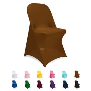 Jieqier Folding Chair Covers Brown, Spandex Chair Slipcovers 12 PCS, Universal Fitted Chair Slipcovers for Wedding, Party, Banquet, Holidays, Celebration