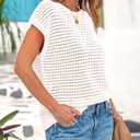 PRETTYGARDEN Womens Spring Tops 2025 Summer Shirts Crochet Cap Sleeve Sweater Pullover Cute Beach Vacation Clothes (White, S)