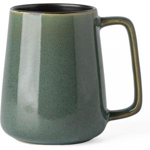 Ceramic Coffee mugs, 24 oz, Extra Large Mugs, Big Tea Cups, Pottery and Large Handle, Hand-painted Mugs, Wide Bottom Coffee Mug for Office and Home, Microwave and Dishwasher Safe. (Green)