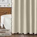 MIULEE Natural Scalloped Shower Curtain Linen Textured with 12 Metal Hooks Cute Heavy Duty Washable Waterproof Thick Cloth Shower Curtains with Black Border for Bathroom Hotel Bathtub,W72*L72