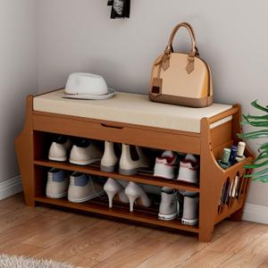 oakvivo 34.3in Shoe Bench, Bamboo 3-Tier Entryway Bench with Storage, Shoe Rack Organizer Holds Up to 330 lb, 34.3 x 11.8 x 18.9 Inches for Entryway Bedroom Closet Living Room Hallway (Nut-brown)