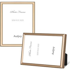 3x4 Poster Picture Frame Set of 2, Brass Modern Thin Metal gallery Photo Frame with HD Real Glass, Display for Tabletop and Wall, 2 Pack