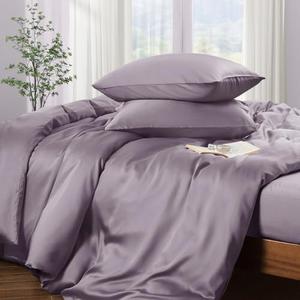 Horbaunal Tencel Lyocell Duvet Cover Queen Size 3 Piece - Lavender Silky Cooling Duvet Cover Set for Hot Sleeper - Natural Eucalyptus Lyocell Fiber - Breathable & Ultra-Soft Bedding Set - 90" x 90"
