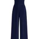 PRETTYGARDEN One Piece Jumpsuits for Women Dressy Casual Sleeveless Crewneck Wide Leg Rompers Jumpers Vacation Summer Outfits(Navy, M)