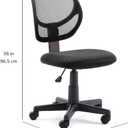 Amazon Basics Low Back Office Chair, Breathable Mesh, Height Adjustable, Padded Seat, Rolling Wheels, Swivel, Back Support, Sturdy, 21.25" D x 22.5" W x 38" H, Black