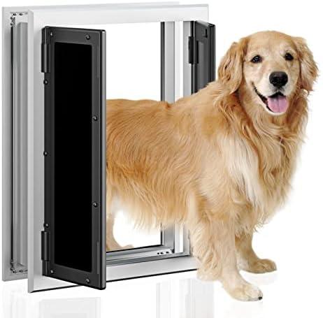 PETOUCH Extra Large Pet Dog Door for Wall with Aluminum Frame and Double Panels, Automatic Closing Magnetic Flaps, Slide-in Panel & 4 Security Locks, Weather Resistant and Durable Use