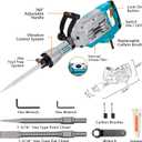 Berserker 1700W 30-Pound Demolition Jack Hammer with 1-3/16" Hex, 14-Amp Corded Electric Heavy Duty Demo Chipping Hammer Concrete/Pavement Breaker with Carrying Case Flat Chisel Bull Point Chisel