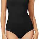 Beautikini Period Swimwear One Piece Leakproof Menstrual Swimsuit Racerback Color Block Bathing Suit for Teen Girls Women L