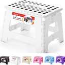 ACSTEP Folding Step Stool Portable Collapsible Plastic Step Stool 9 Inch Foldable Step Stools Non Slip Folding Stools for Kitchen Bathroom Bedroom (White)