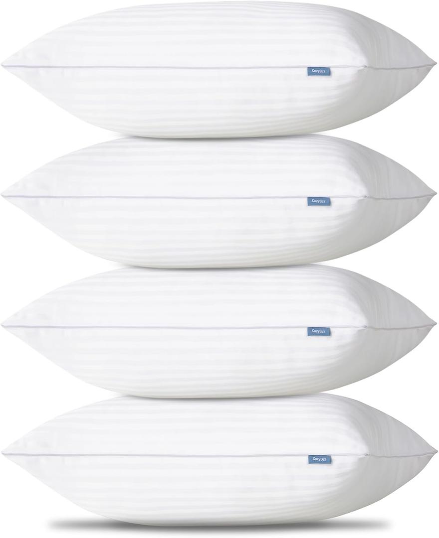 CozyLux Pillows Queen Size Set of 4, Cooling Hotel Quality Bed Pillows with Premium Soft Down Alternative Fill for Side Back and Stomach Sleepers - 4 Pack, Queen, 18x28 Inches (White)